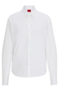 Slim-fit blouse in organic cotton with stretch, White