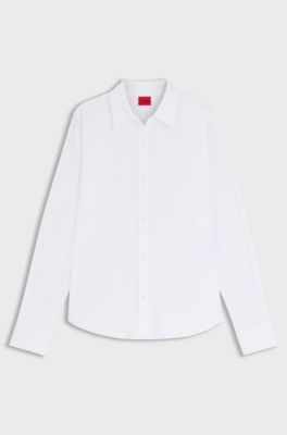 Regular-fit blouse in stretch-cotton canvas, White