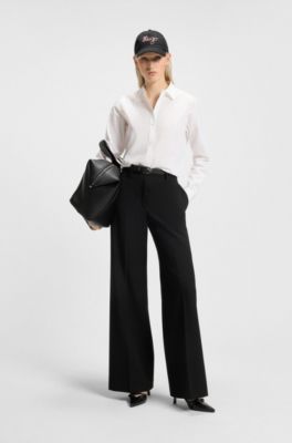 Regular-fit blouse in stretch-cotton canvas, White