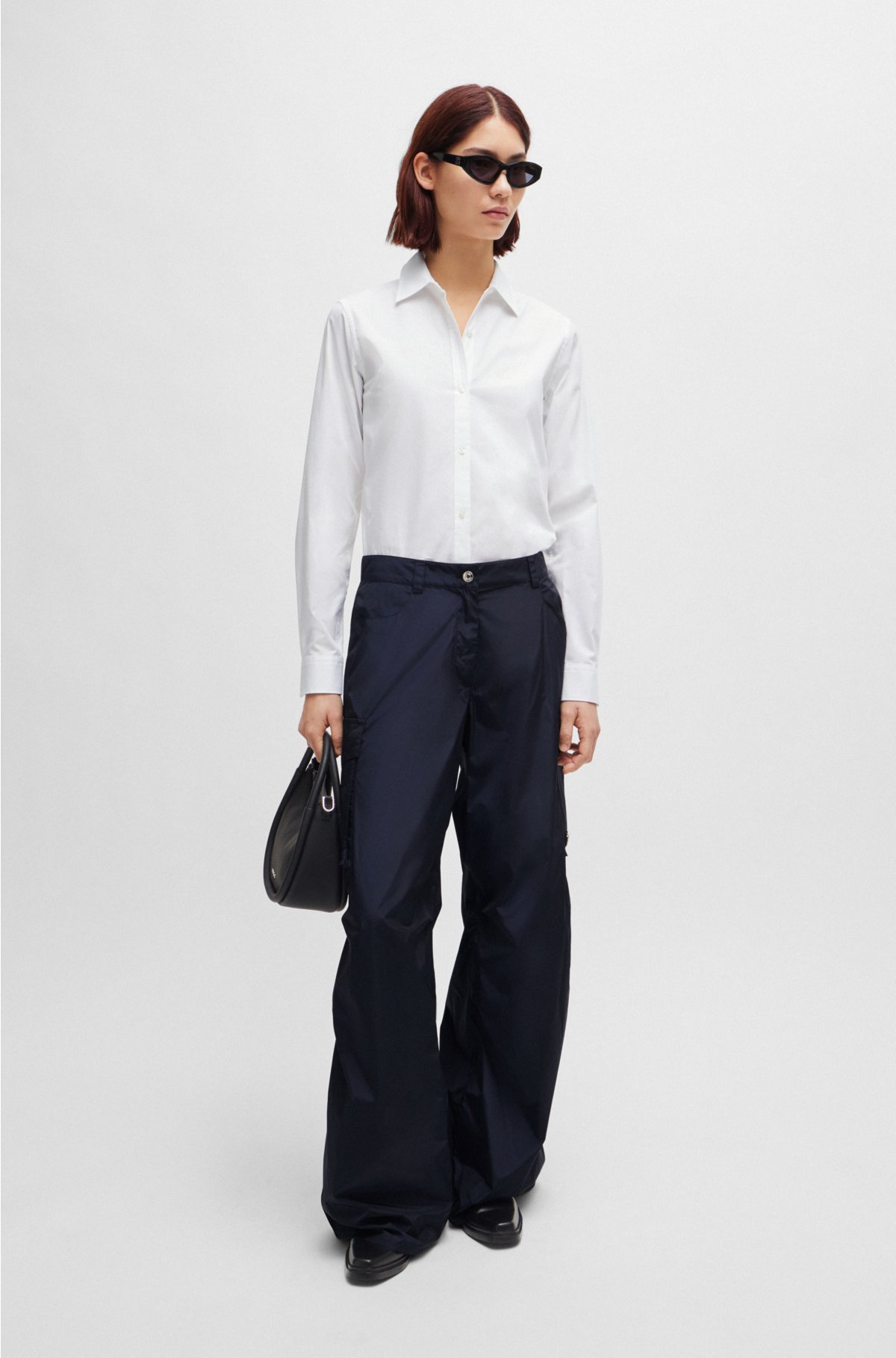 HUGO - Slim-fit blouse in organic cotton with stretch