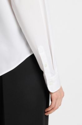 Regular-fit blouse in stretch-cotton canvas, White