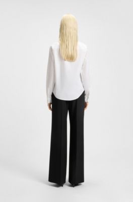 Regular-fit blouse in stretch-cotton canvas, White
