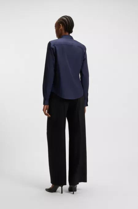 Regular-fit blouse in stretch-cotton canvas
