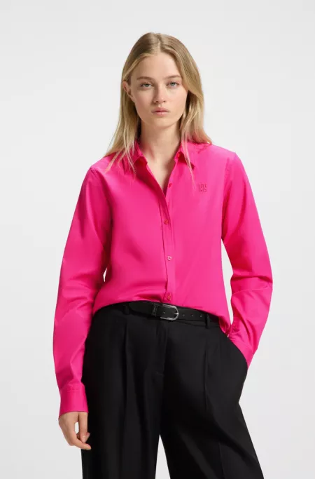 Regular-fit blouse in stretch-cotton canvas