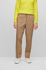Relaxed-fit trousers in cotton-blend gabardine, Beige