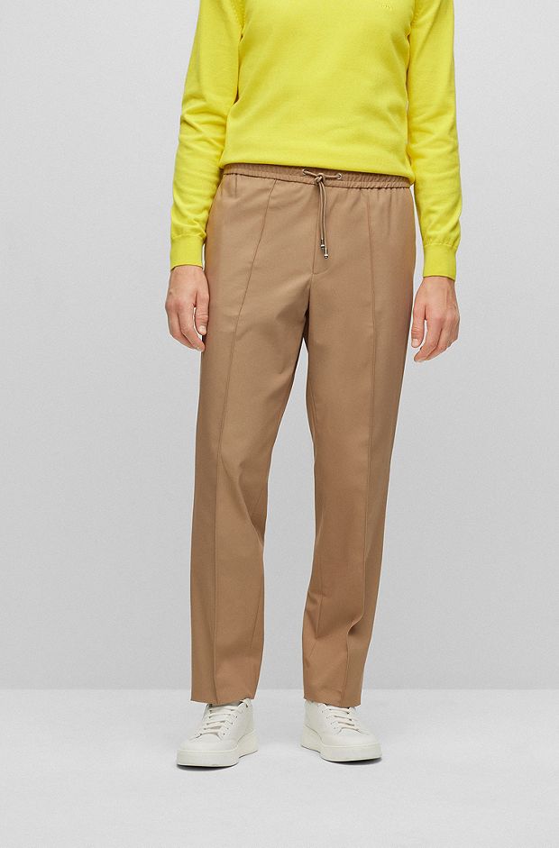 Relaxed-fit trousers in cotton-blend gabardine, Beige