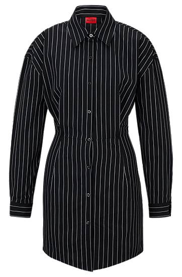 Long-sleeved pinstripe shirt dress in cotton, Hugo boss