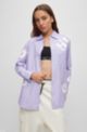 Organic-cotton oversized-fit blouse with contrast logos, Light Purple