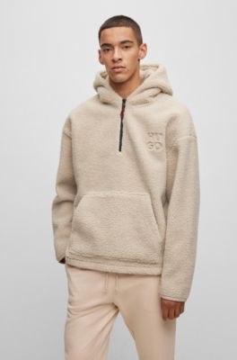 HUGO - Oversized-fit logo hoodie in soft fleece