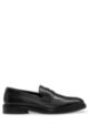 Polished-leather loafers with embossed logo, Black