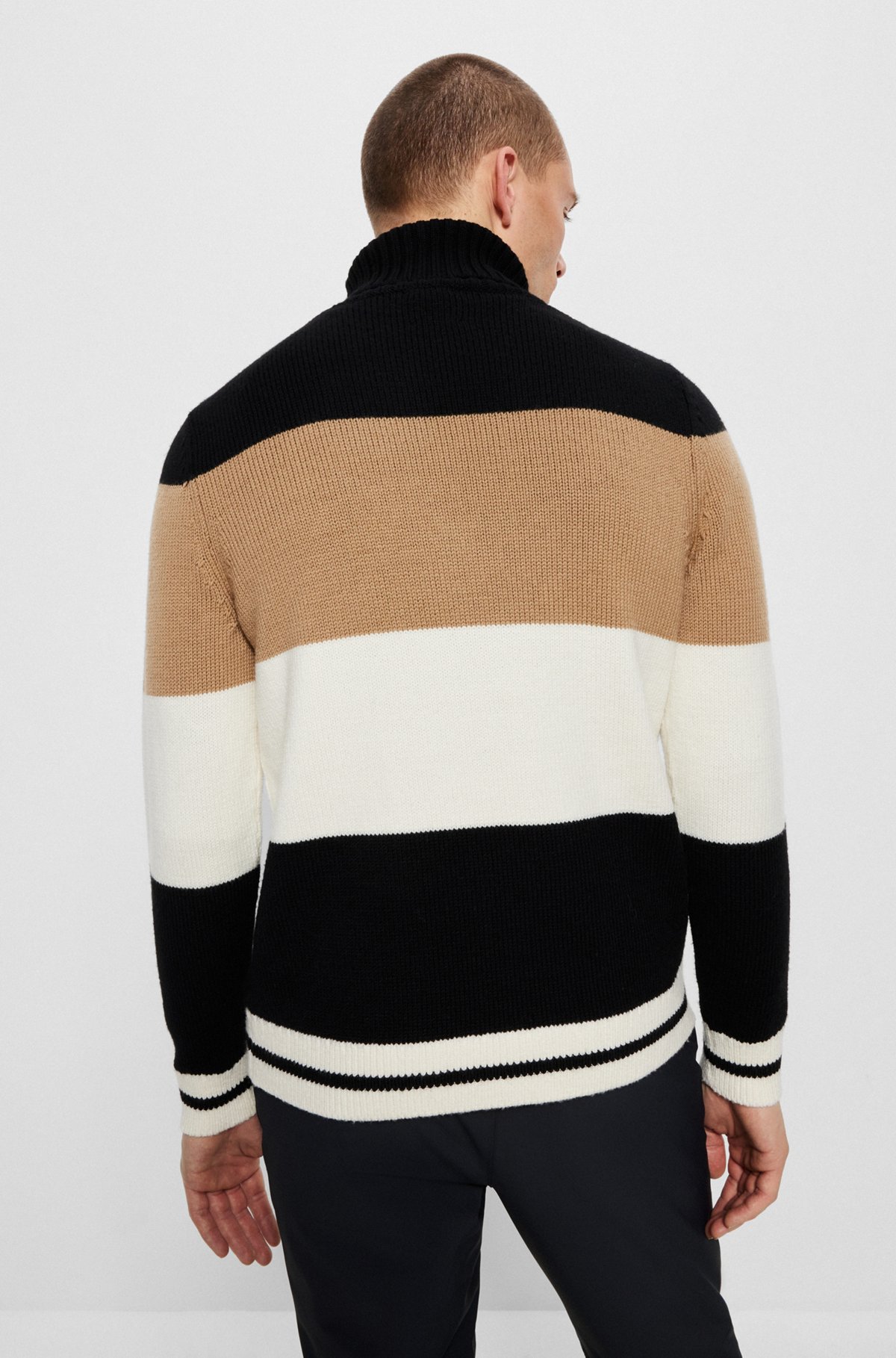 BOSS x Perfect Moment slogan sweater in merino wool, Black