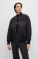 Jacke aus Stretch-Baumwolle mit Single-Jersey-Struktur und gerippten Abschlüssen, Schwarz