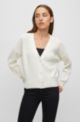 V-neck cardigan with cotton and wool, White