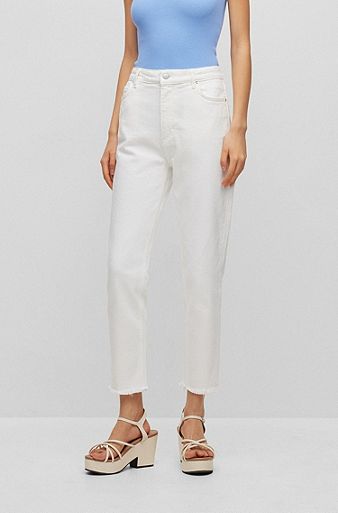 High-waisted jeans in comfort-stretch denim, White