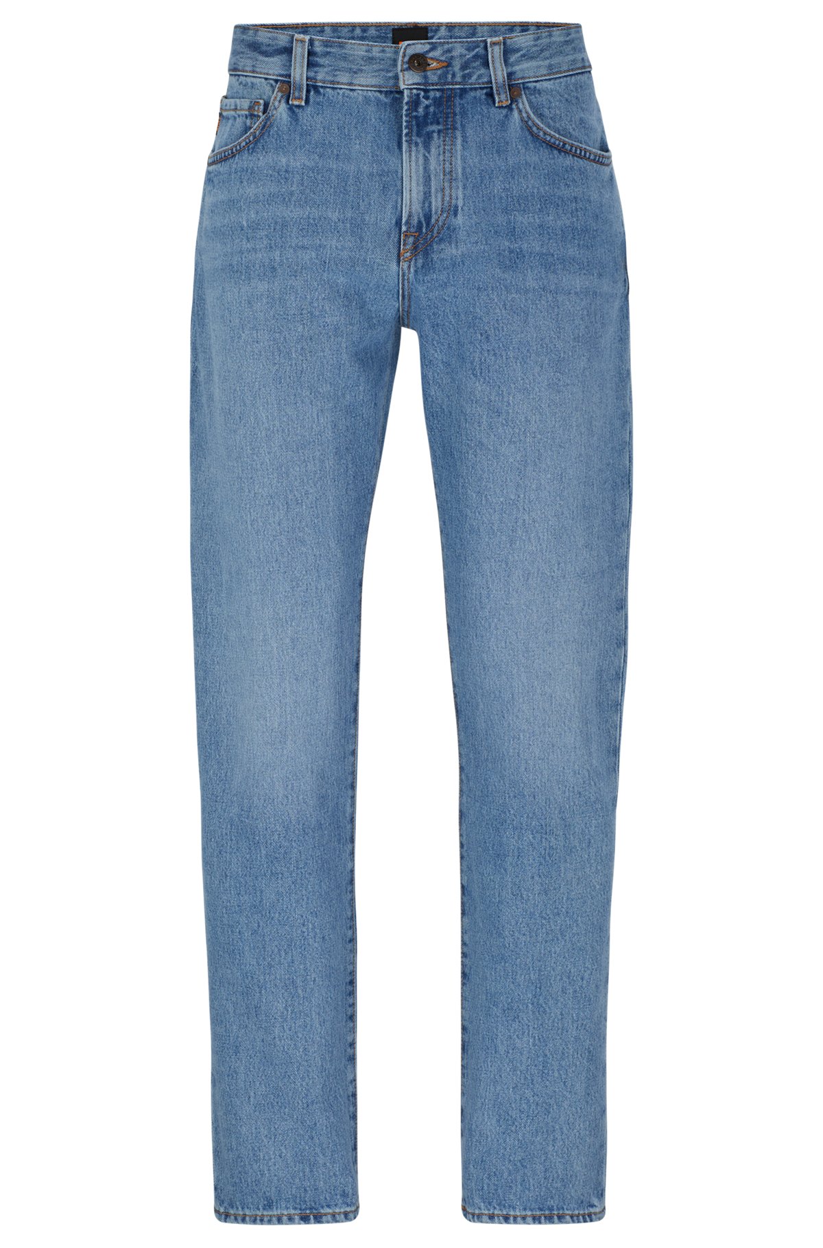 BOSS - Regular-fit jeans in mid-blue rigid denim