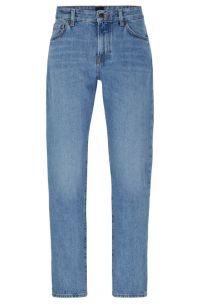 Mittelblaue Regular-Fit Jeans aus festem Denim, Blau