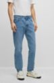Mittelblaue Regular-Fit Jeans aus festem Denim, Blau