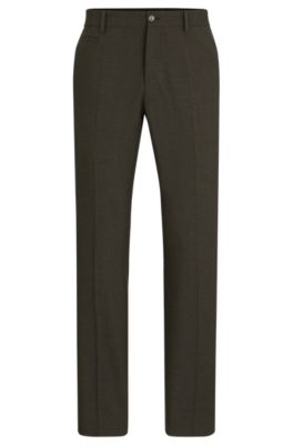 Slim-fit trousers in melange stretch fabric, Light Green