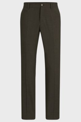 Slim-fit trousers in melange stretch fabric, Light Green