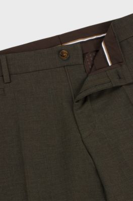 Slim-fit trousers in melange stretch fabric, Light Green