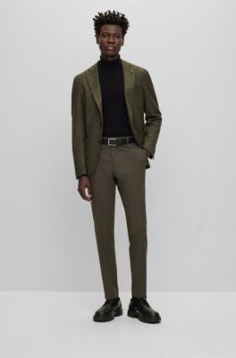 Slim-fit trousers in melange stretch fabric, Light Green