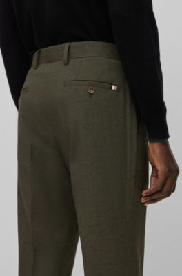 Slim-fit trousers in melange stretch fabric, Light Green