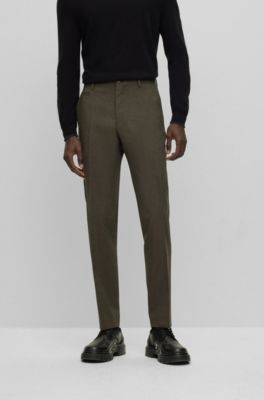 Slim-fit trousers in melange stretch fabric, Light Green