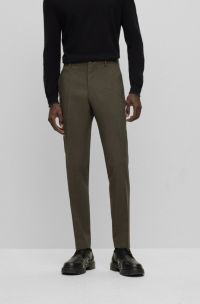 Slim-fit trousers in melange stretch fabric, Light Green