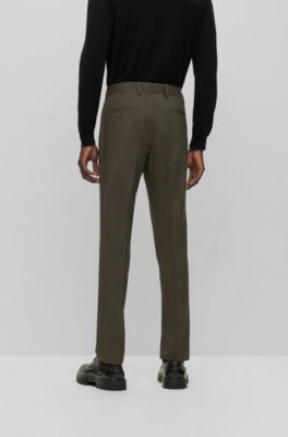 Slim-fit trousers in melange stretch fabric, Light Green