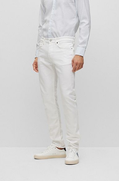 Slim-fit jeans in cashmere-touch denim, White