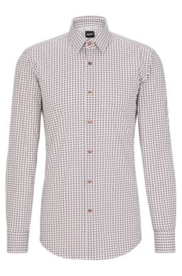 Hugo Boss Slim-fit Shirt In Printed Stretch Cotton In Patterned