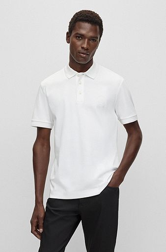 Porsche x BOSS mercerised-cotton slim-fit polo shirt , White
