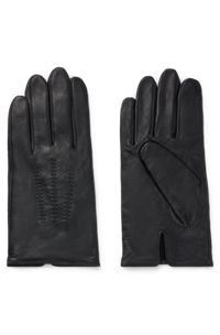 Handschoenen van nappaleer met metalen logoletters, Zwart