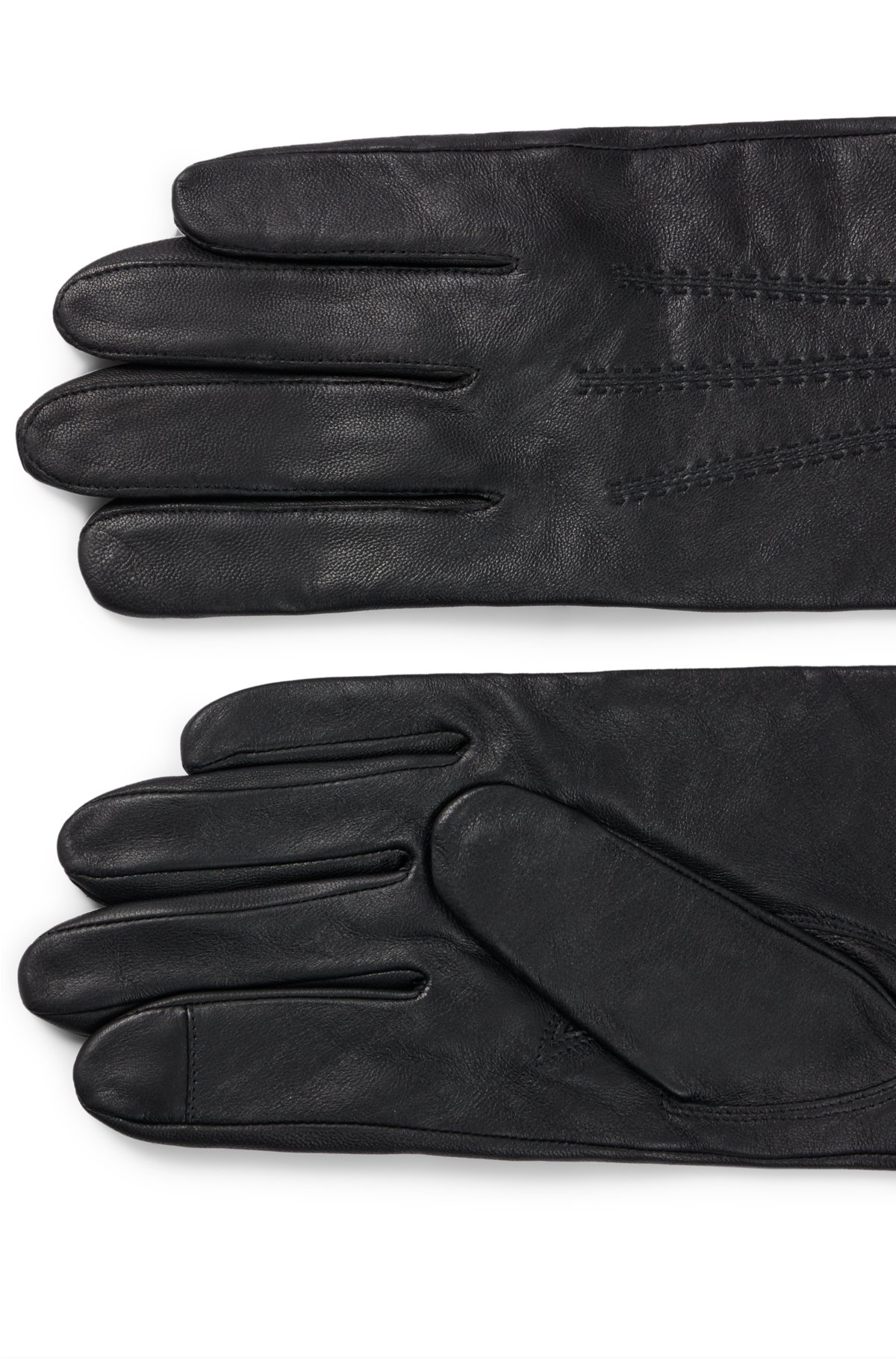BOSS - Nappa-leather logo gloves with metal lettering