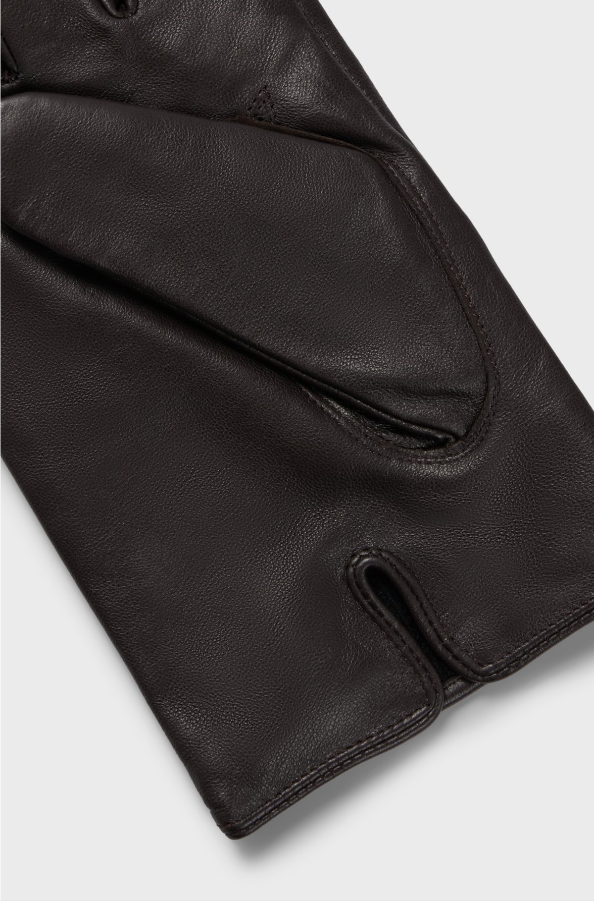 Nappa-leather gloves with metal logo lettering, Dark Brown