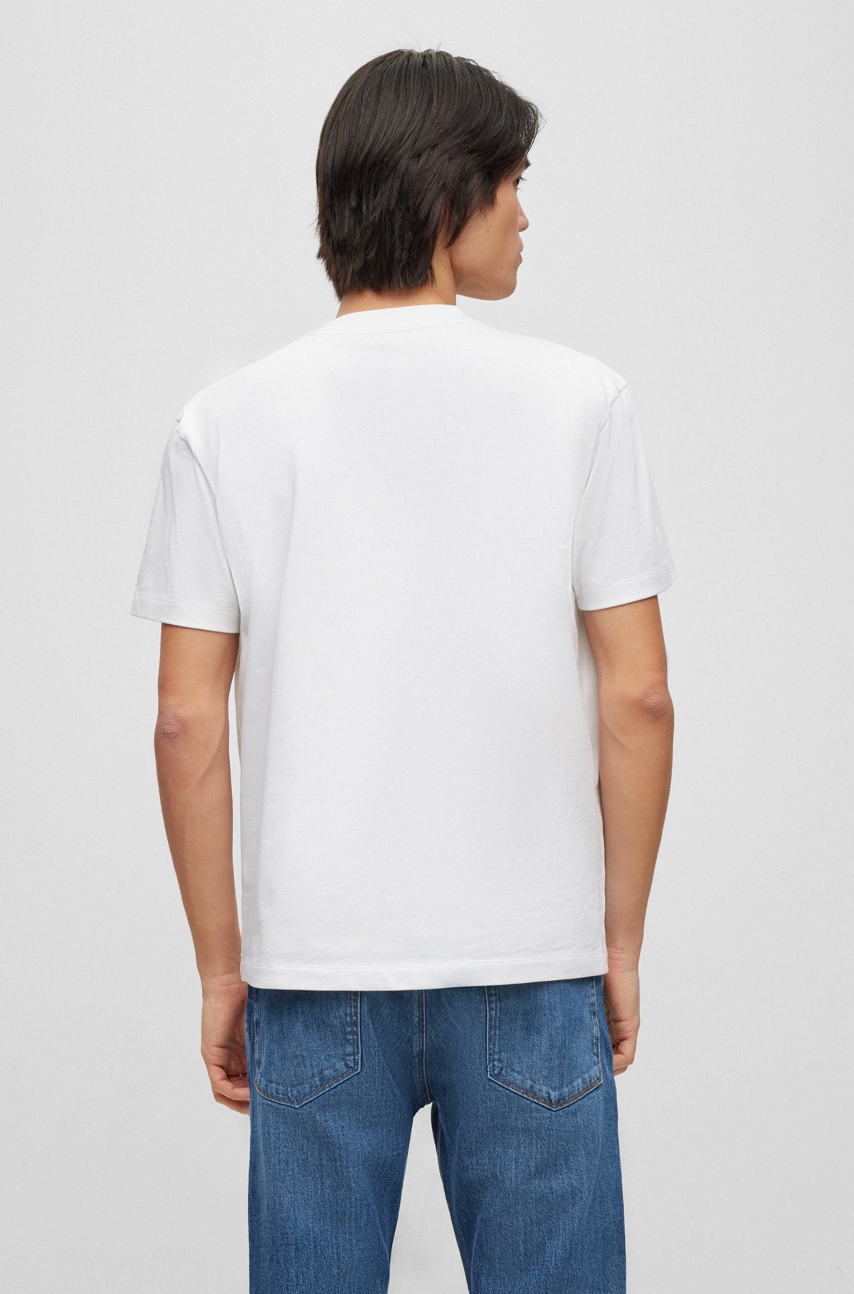 Unisex cotton-jersey T-shirt with logo artwork, White