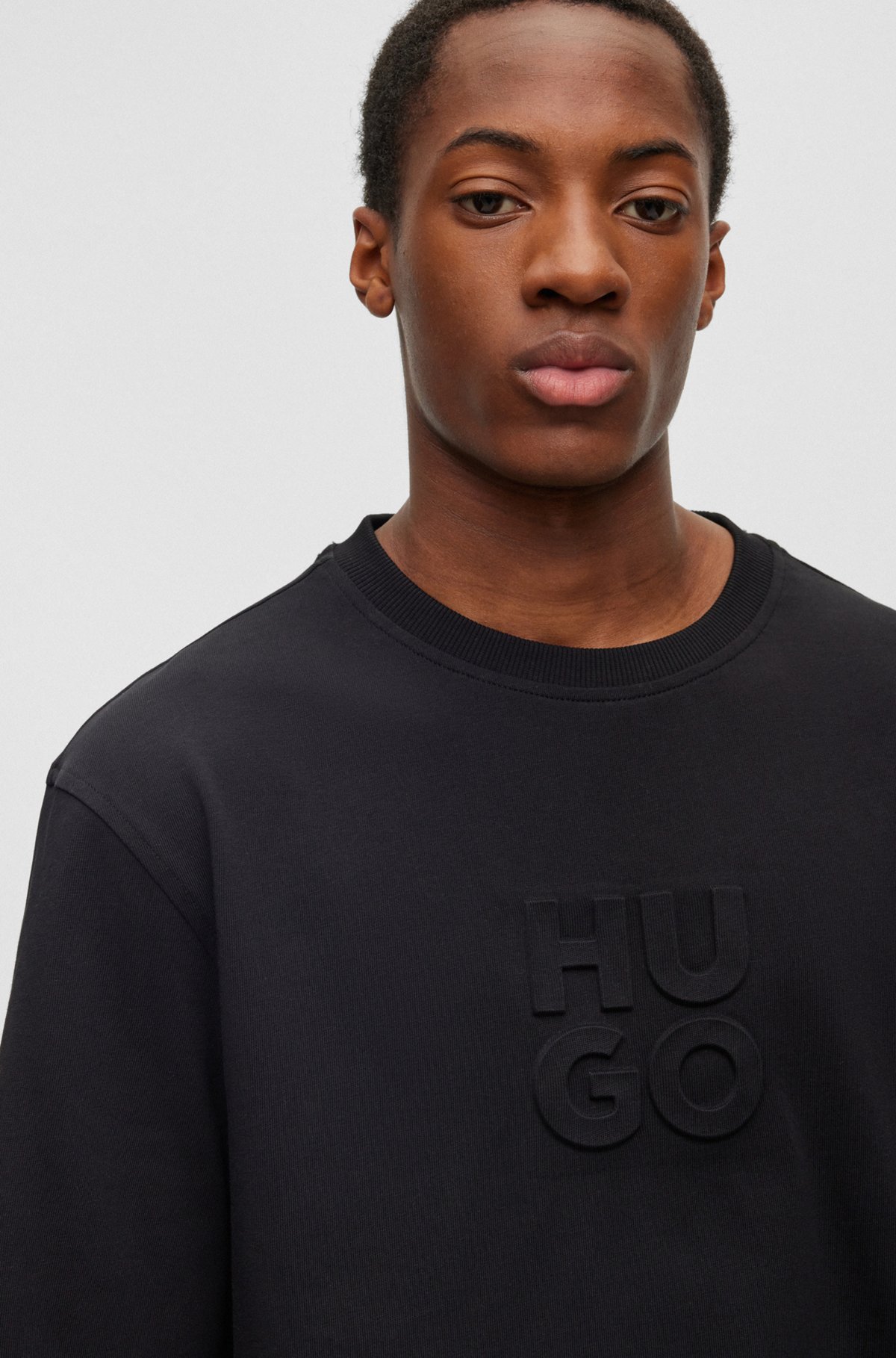 HUGO - Relaxed-fit T-shirt in cotton with stacked logo