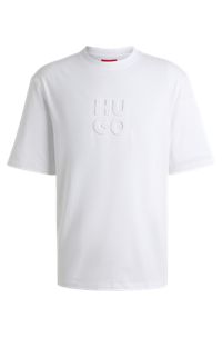 Relaxed-fit T-shirt in cotton with stacked logo, White