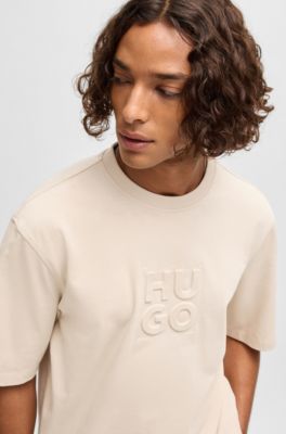 HUGO - Cotton-jersey T-shirt With Embossed Stacked Logo