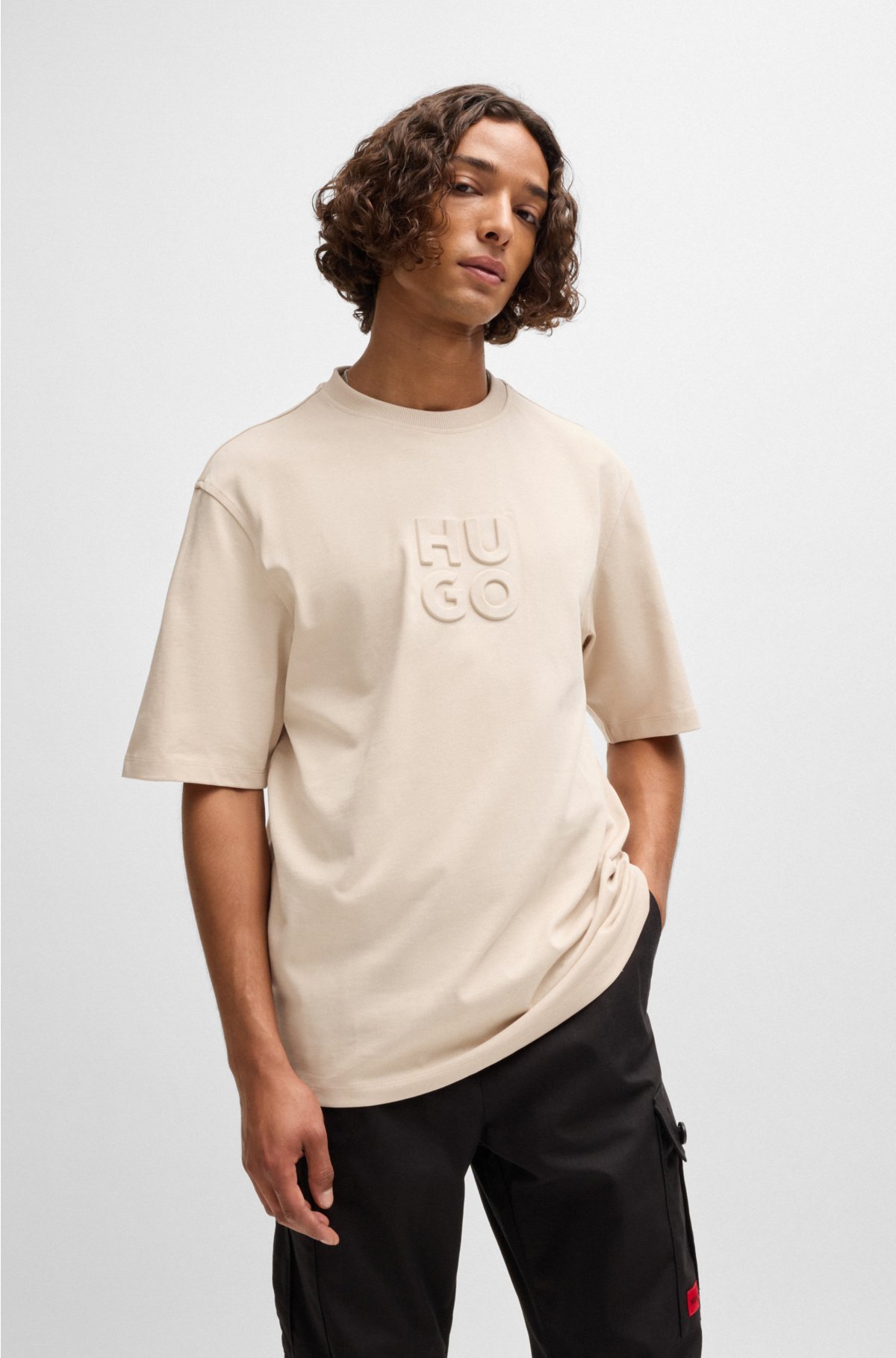 Loewe - Logo-Embroidered Two-Tone Cotton-Jersey T-Shirt - Men - Beige Loewe