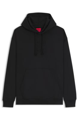 Stacked-logo-embossed hoodie in French terry cotton, Black