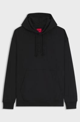 Stacked-logo-embossed hoodie in French terry cotton, Black