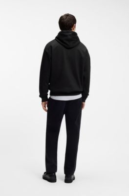 Stacked-logo-embossed hoodie in French terry cotton, Black
