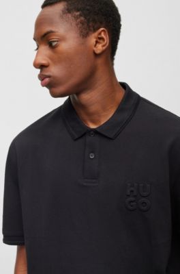 HUGO Stackedlogoembossed polo shirt in cotton piqué