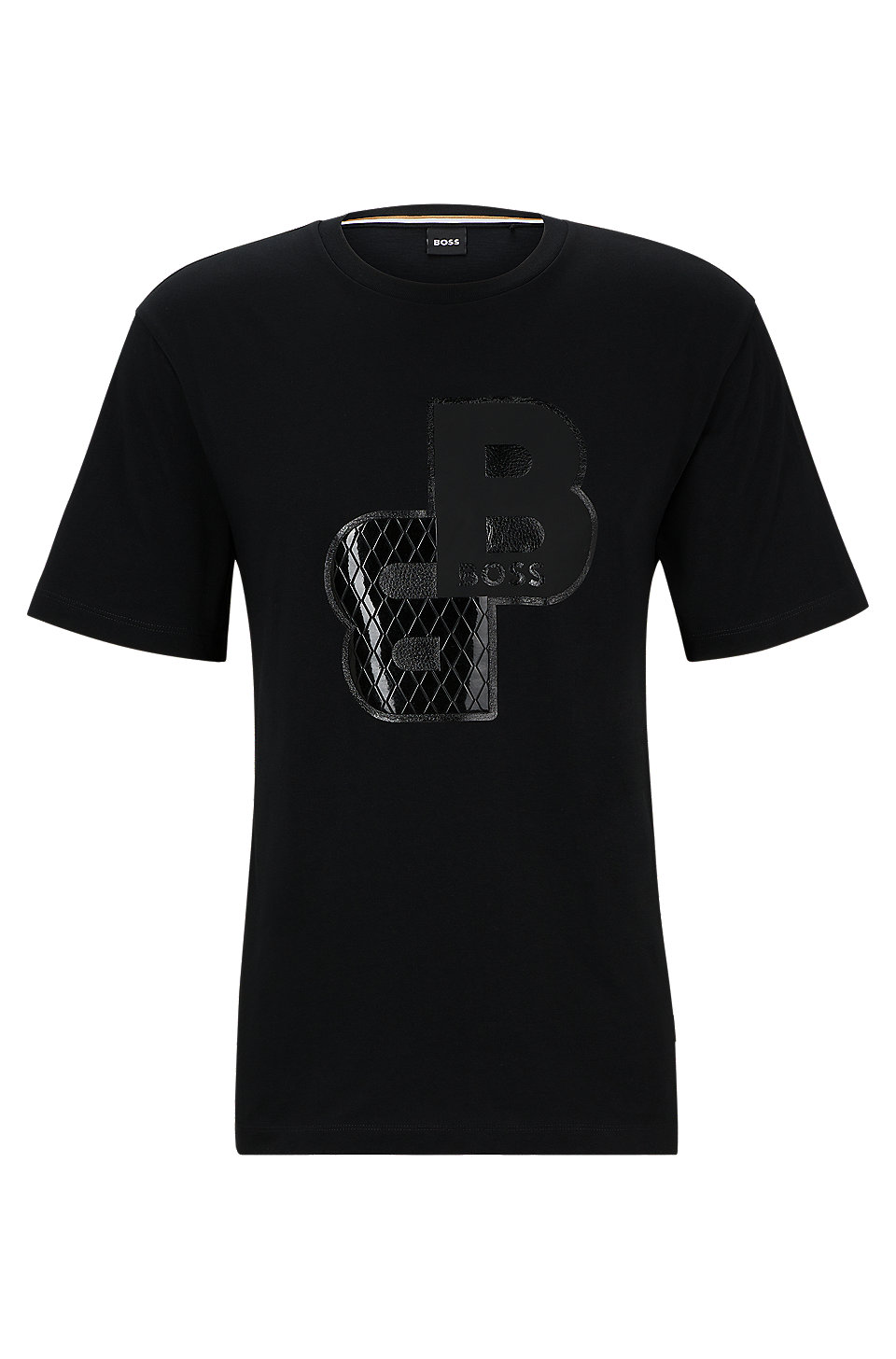 BOSS - Cotton-jersey T-shirt with mixed-print monograms