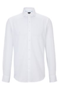 Camicia regular fit in cotone biologico lavorato, Bianco