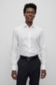 Regular-fit shirt in structured organic cotton, White