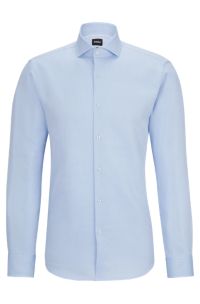 Camicia regular fit in cotone biologico lavorato, Celeste