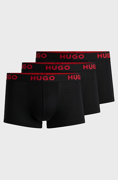Three-pack of stretch-jersey trunks with logo waistbands, Black