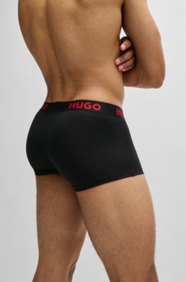 HUGO - Three-pack of stretch-jersey trunks with logo waistbands